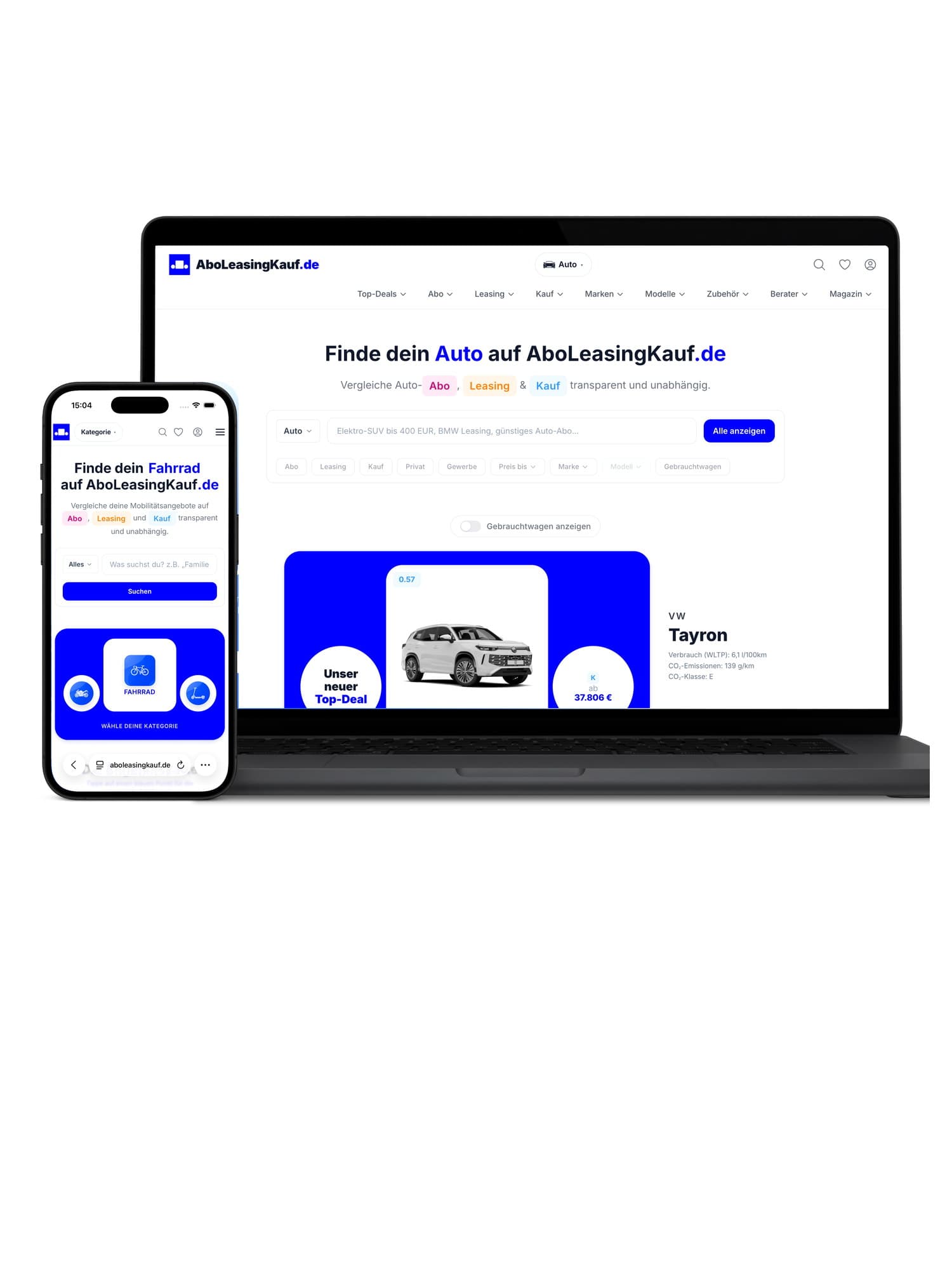 Website AboLeasingKauf.de auf einem MacBook